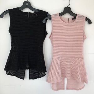 Blush Pink BCBGMAXAZRIA perforated peplum top xxs